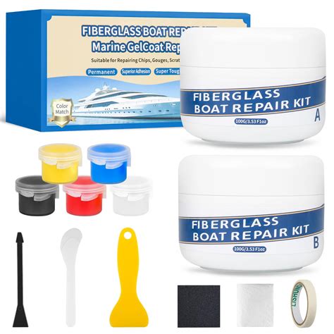 Marine Fiberglass Repair Kit for Boats, 200g/7.06oz Gel Coat Kepair kit for Boats, Epoxy Filler ...