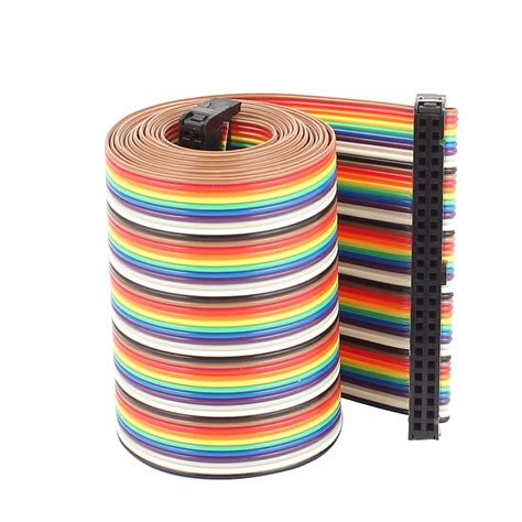 uxcell 1.28 Meter 4.2ft 2.54mm Pitch 50P 50 Way F/F Rainbow IDC Flat ...