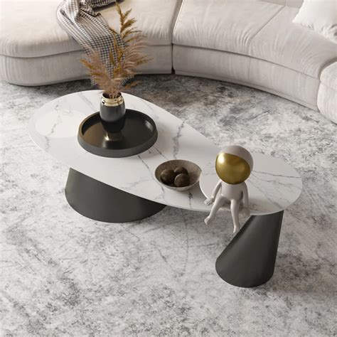 OEM ODM Minimalist Furniture Center Table Side Black White Coffee Table ...