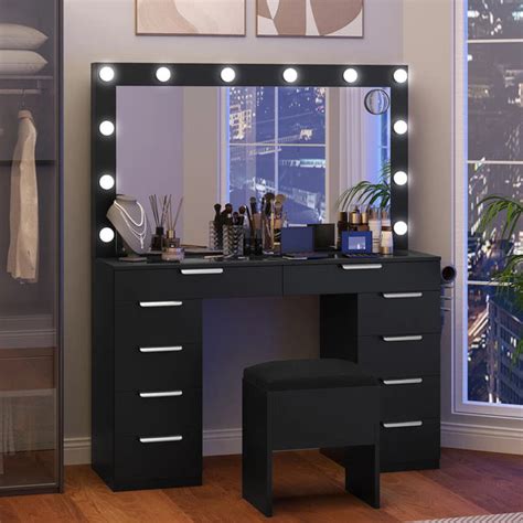 LED Makeup Vanity Desk with 3 Brightness Levels for Bedroom or Dressing ...