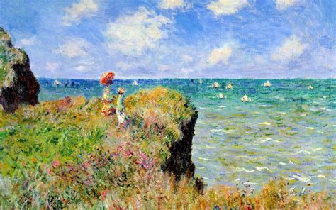 Claude Monet, Painting, Sea, Cliff, France, Parasol, Classic art ...
