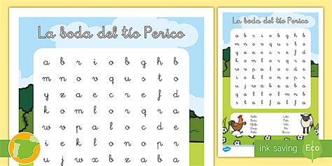 Sopa de letras: La boda del tío Perico (teacher made)