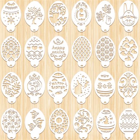 24 Pieces Easter Stencils Easter Eggs Stencils Painting Stencils ...