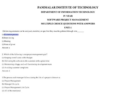Spm mcq 1 - it is a mcq bank - PANIMALAR INSTITUTE OF TECHNOLOGY ...