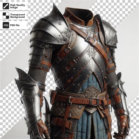 Premium PSD | Psd medieval knight in armour on transparent background with editable mask layer