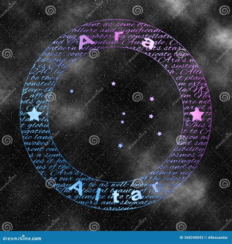Ara The Altar Constellation On A Starry Space Background With The Names ...