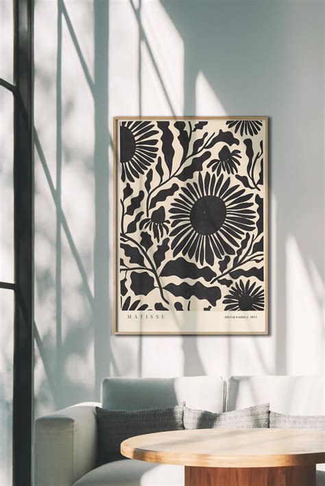 Abstract Botanical Flowers Poster Digital Download Wall Print Black ...