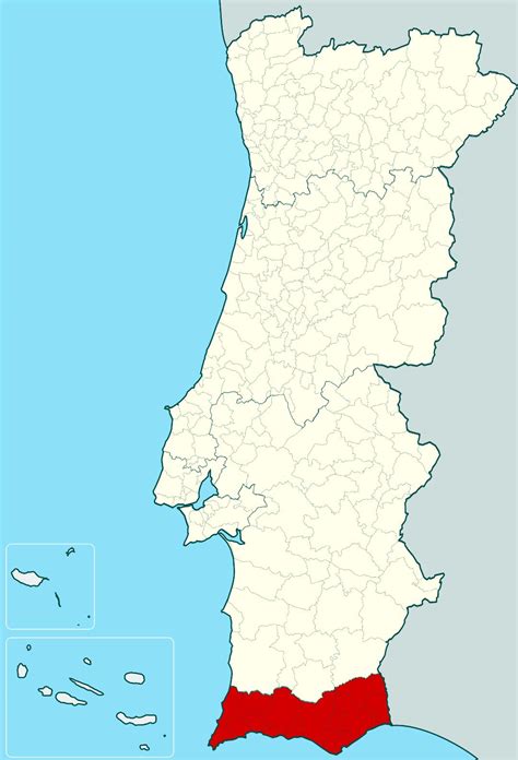 Large location map of Algarve in Portugal | Algarve | Portugal | Europe ...