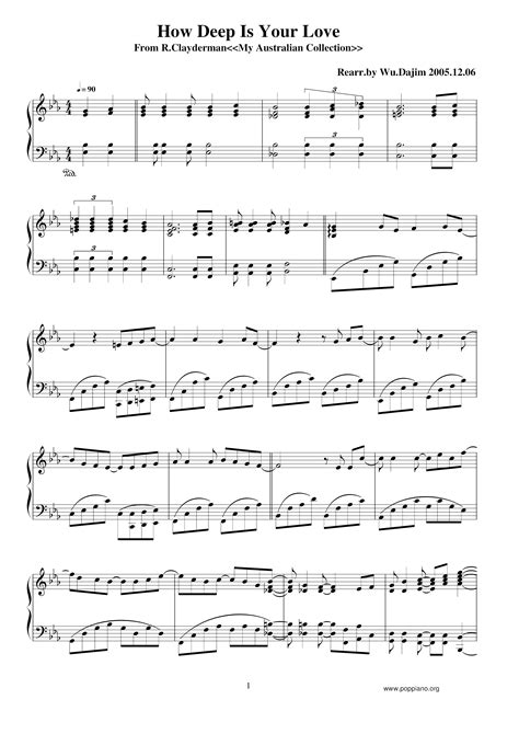 Richard Clayderman-How Deep Is Your Love Sheet Music pdf, - Free Score Download ★