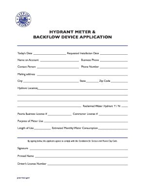Hydrant Meter Form - Peoria, Arizona - Peoriaaz - Fill and Sign ...