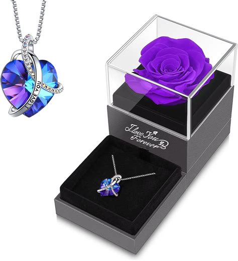 Preserved Real Purple Rose with Heart I Love You India | Ubuy