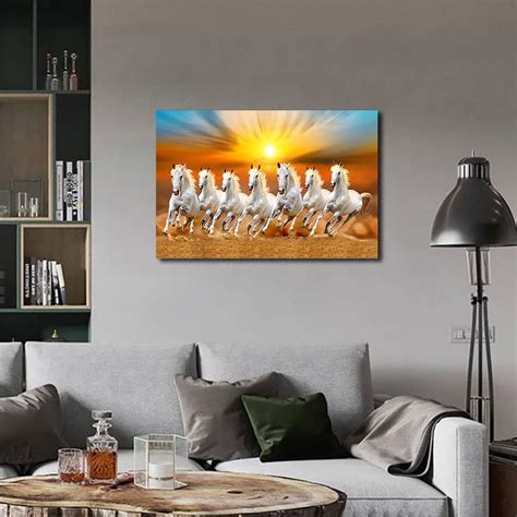 APOKPCZ Seven Running White Horse Feng Shui Canvas Painting India | Ubuy