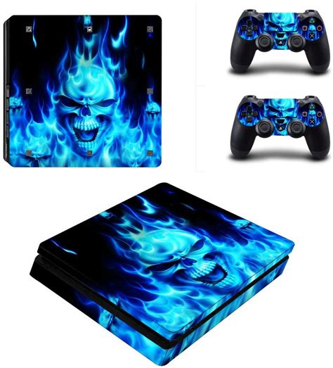 Elton Blue Skull Theme 3M Skin Sticker Cover for PS4 Slim Console and ...