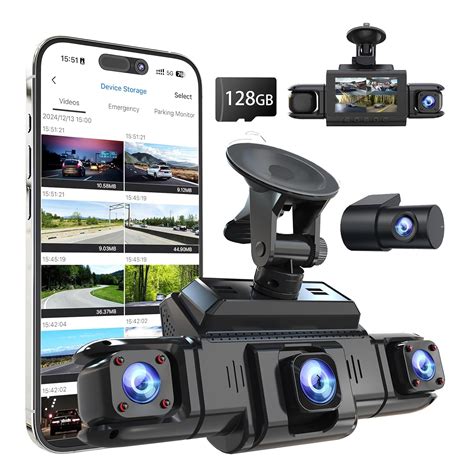 360 View 4 Channel Dash Cam Front and Rear Left Right Inside Camera for ...
