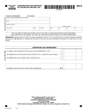 2014 Form MD Comptroller 500D Fill Online, Printable, Fillable, Blank ...