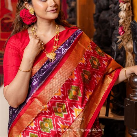 Double Weave Pure Silk Pochampally Ikkat Saree – Sui Dhaga