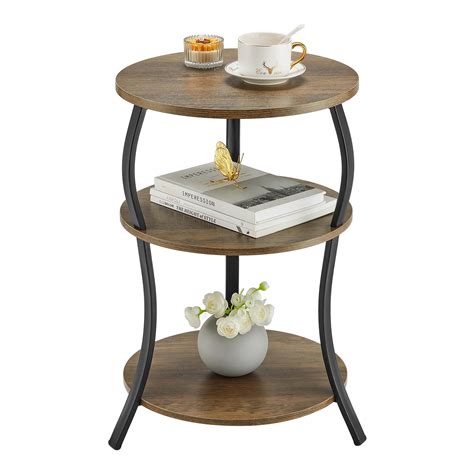 Amazon.com: YEAKOO Round Side Table, 3-Tier Waist End Table with ...