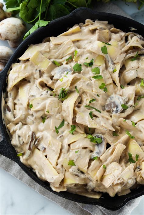 Vegetarian Beef Stroganoff - Baking You Happier