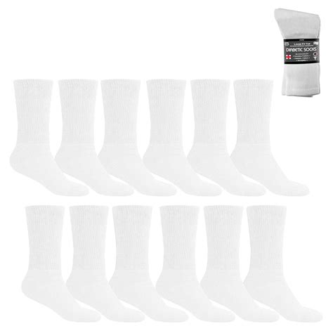 Physicians Choice Diabetic Crew Socks, White, Men's Size 13-15, 12 ...