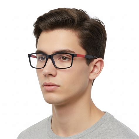 EYRUS 3325 Black & Red Rectangular Two-Tone Plastic Frame (3325 50-18 ...