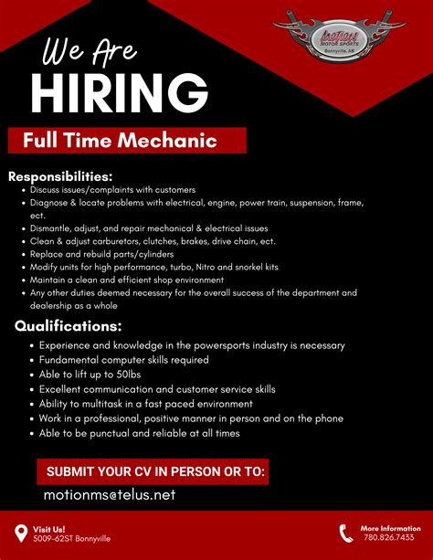 Employment Opportunity - Motion Motor Sports - Full Time Mechanic - Lakeland Connect