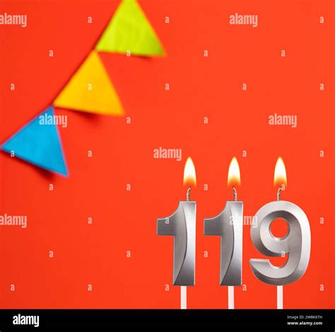 Birthday candle number 119 - Invitation card in orange background Stock ...