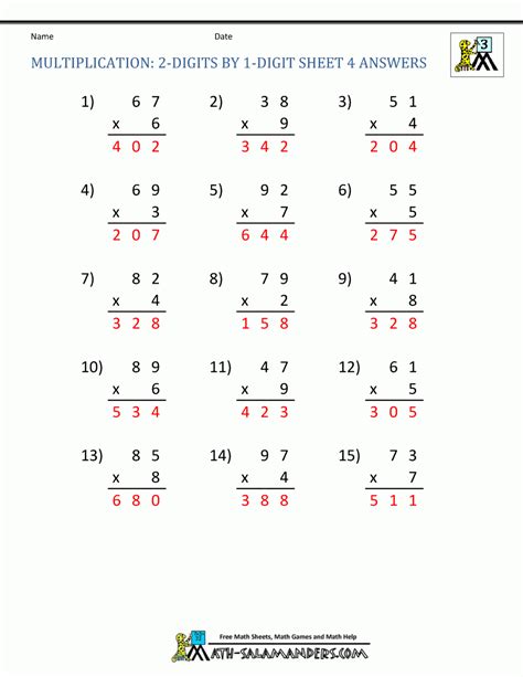 Image result for Multiplication 2-Digit Numbers Worksheet