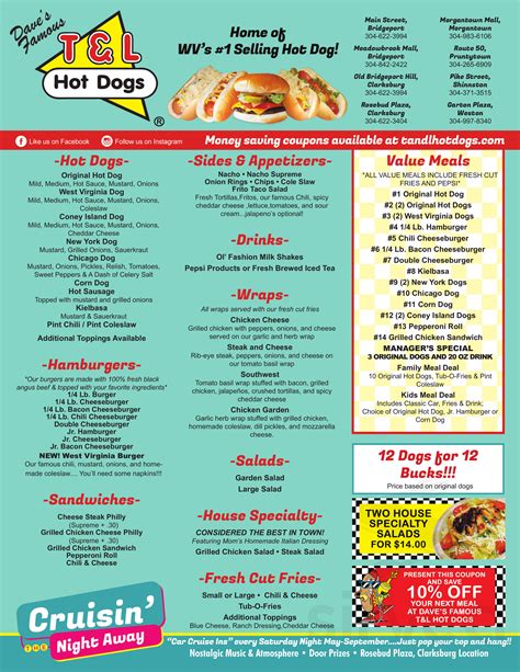 Dave's Famous T & L Hot Dogs menus in Clarksburg, West Virginia, United ...