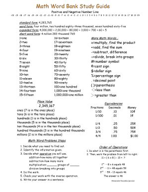 Math Word Bank - Fill Online, Printable, Fillable, Blank | pdfFiller