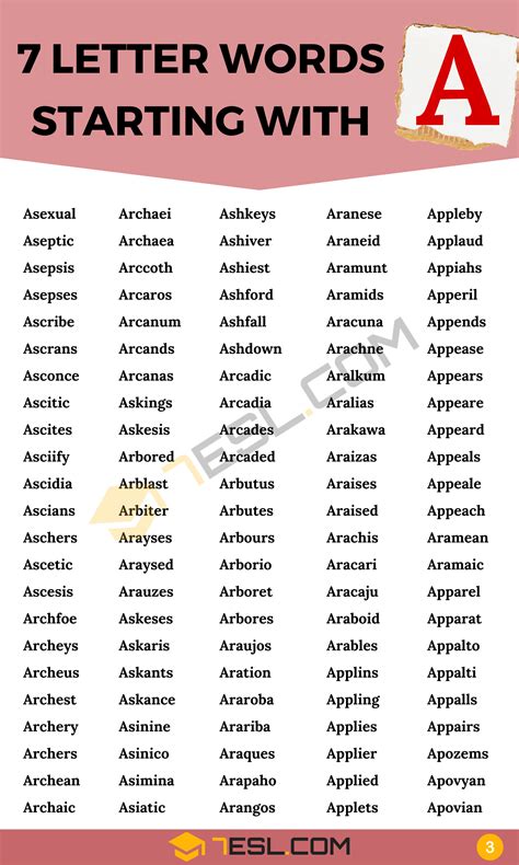 7 Letter Words Starting with A (800+ English Words) • 7ESL