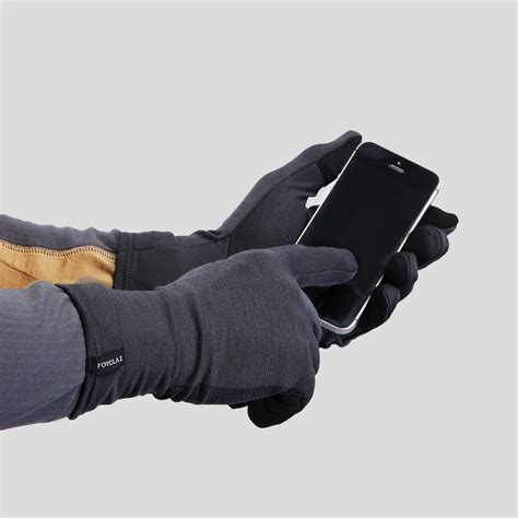 Adult Trekking Merino Wool Liner Gloves - MT500 Grey