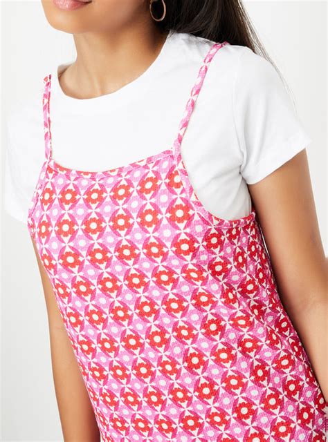 Buy Girls Printed Pinafore Dress with T-shirt Online at just Rs. 799.0 ...