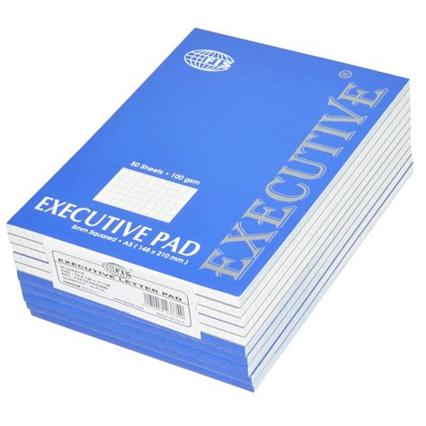 FIS 10-Piece Executive Writing Pad A5, 5mm Square 50-Sheets ...