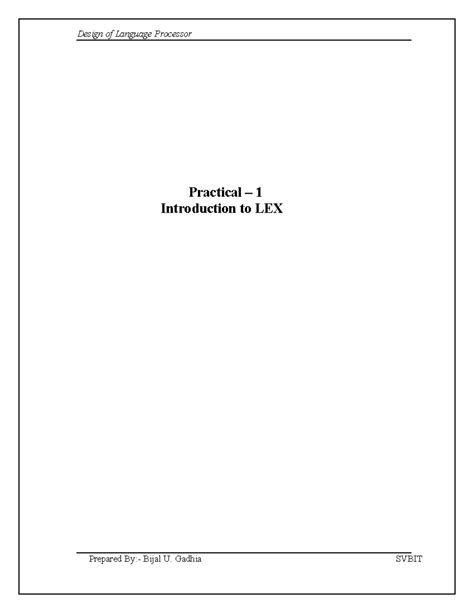 Compiler design manual - Practical – 1 Introduction to LEX The Lex A ...