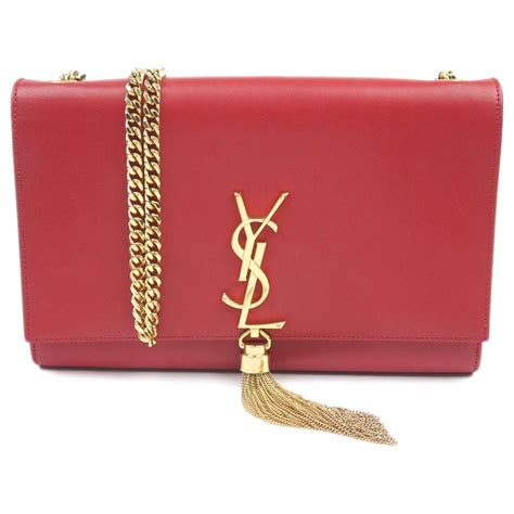 Yves Saint Laurent YSL Red Medium Kate Leather Crossbody Bag Pony-style ...