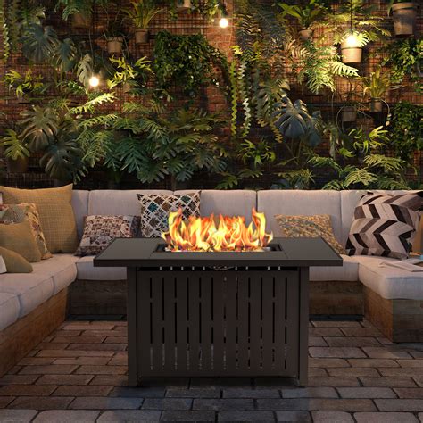 Latitude Run® Modelle 25.5'' H x 43'' W Steel Propane Outdoor Fire Pit ...