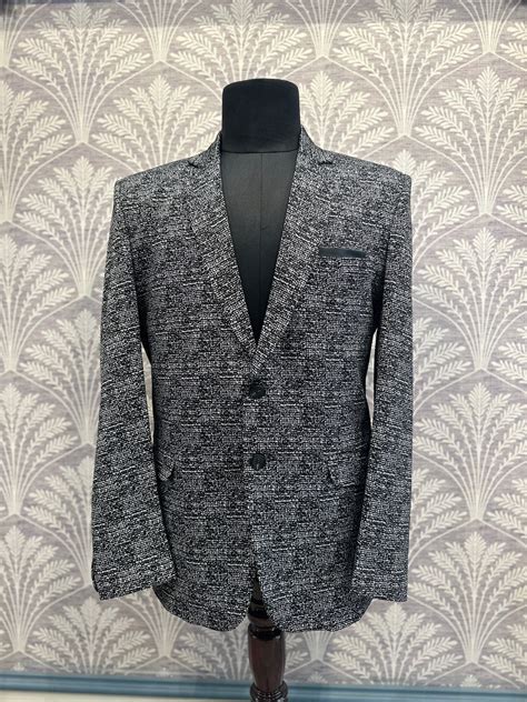Black & White Textured Weave Blazer – Regular Fit (Indian Collection ...