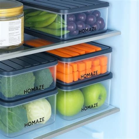 Buy HOMAZEE Fridge Storage Boxes 6pcs Freezer Storage Containers Fridge ...