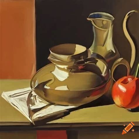 Still-life painting by braque and leyendecker on Craiyon