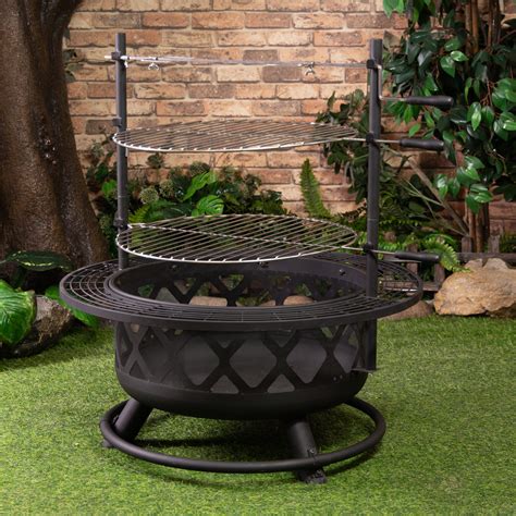 Outdoor Steel Woodburner Fire Pit Grill & Rotisserie • COB10505 | Deko ...