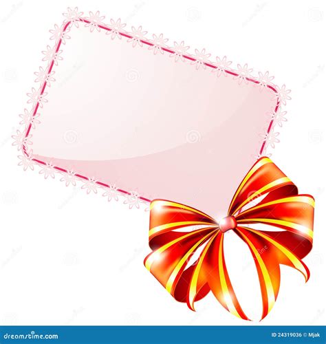 Gift card and red bow stock vector. Illustration of invitation - 24319036