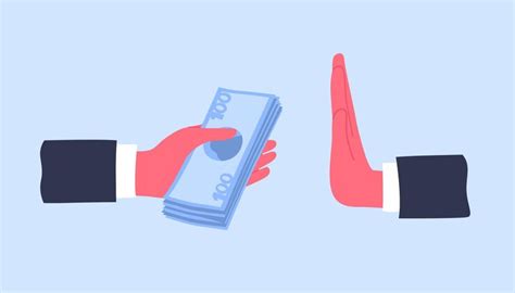 Hands giving money banknotes or offering bribe and refusing to take it ...