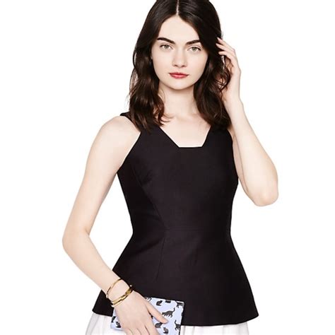 Kate Spade Structured Sleeveless Bow-Back Peplum Tops