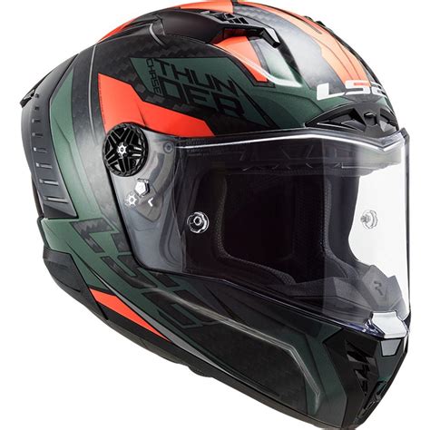 LS2 FF805 THUNDER Carbon Chase Gloss Black Green Orange Helmet– Moto ...