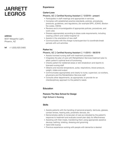 Certified Nursing Assistant Resume Samples | Velvet Jobs