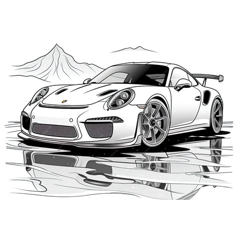 Premium Vector | Porsche 911 gt3 rs rain falling on it from sky best hand draw colorful book eps