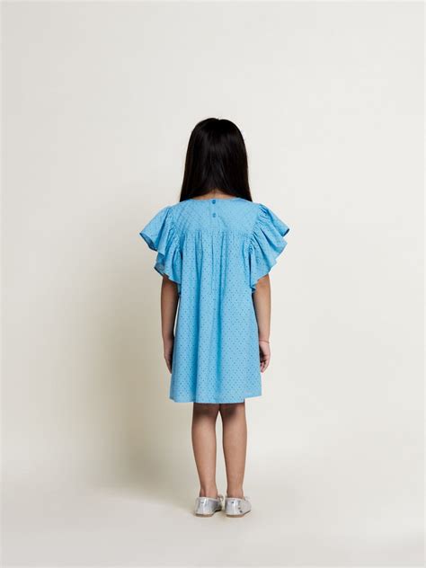 Buy Scarlett Schiffli Pattern Cotton Girls Dress - Blue Online - The ...