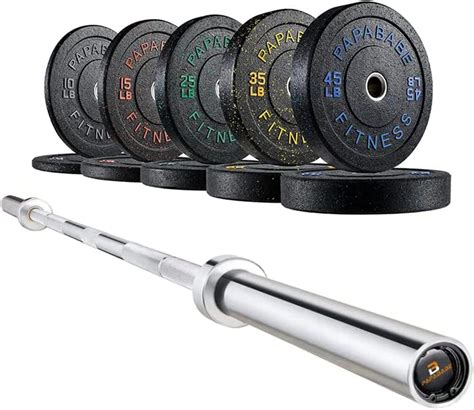 papababe 2 Inch Bumper Plates Set with 7-Foot Olympic Barbell...