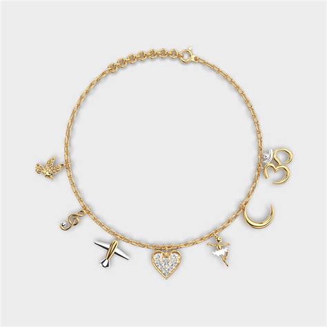 Buy Personalised Mixed Diamond Charm Bracelet At Jewelbox