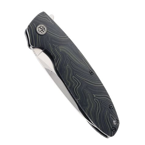 Petrified Fish Terra Folding Knife Green Gmascus Handle D2 Plain Edge ...